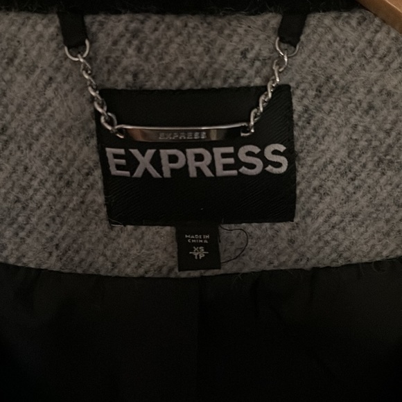 Black and White Check Wool Blend Topcoat from Express - Picture 2 of 10